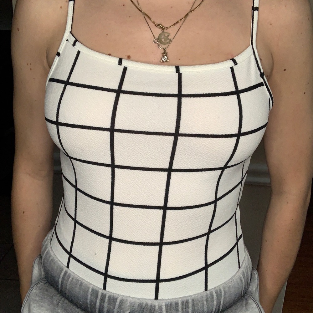 Black/White Stripped Bodysuit